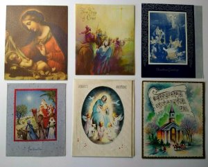 Christmas Greeting Cards 1940's - 1950's Wise Men 3 Kings Holy Family Lot Of 6