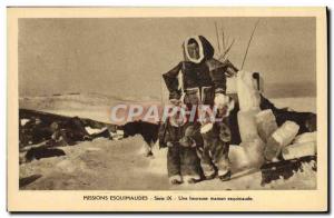 Postcard Old Missions Polar Eskimo Eskimo A happy mom