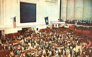 Vintage Postcard 1950's Stock Exchange Trading Floor Market Place New York City