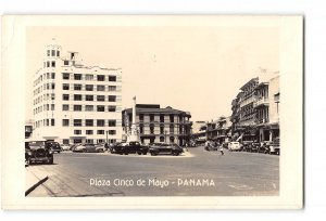 Panama RPPC Real Photo 1930-1950 Plaza Cinco de Mayo Street Scene
