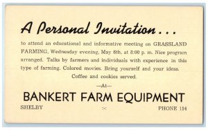 c1950's A Personal Invitation Bankert Farm Equipment Shelby NC Postal Card