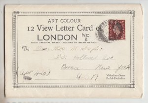 P3139 old postcard 12 view foldout art colour letter card longon #2 england