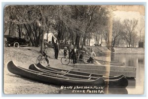Sioux Falls South Dakota SD RPPC Photo Postcard Boats Sherman Park c1930's
