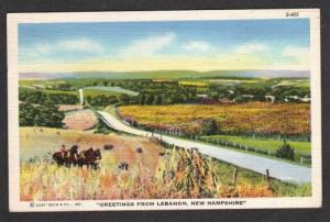 NH Greetings from LEBANON NEW HAMPSHIRE Postcard Linen