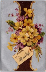 Greetings Flower Bouquet Greetings from Anallee Yellow Petals Postcard