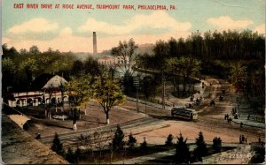 Vtg Philadelphia PA East River Drive at Ridge Avenue Fairmount Park Postcard
