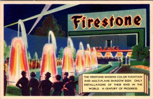 Firestone Tire Singing Color Fountain Chicago World's Fair 1933 Ad Postcard