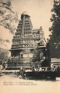 India The Temple Ellora Kailasa Temple Vintage Postcard 08.89