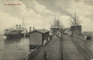 australia, VIC, MELBOURNE, Port Harbour Pier, Steamers (1910s) Postcard