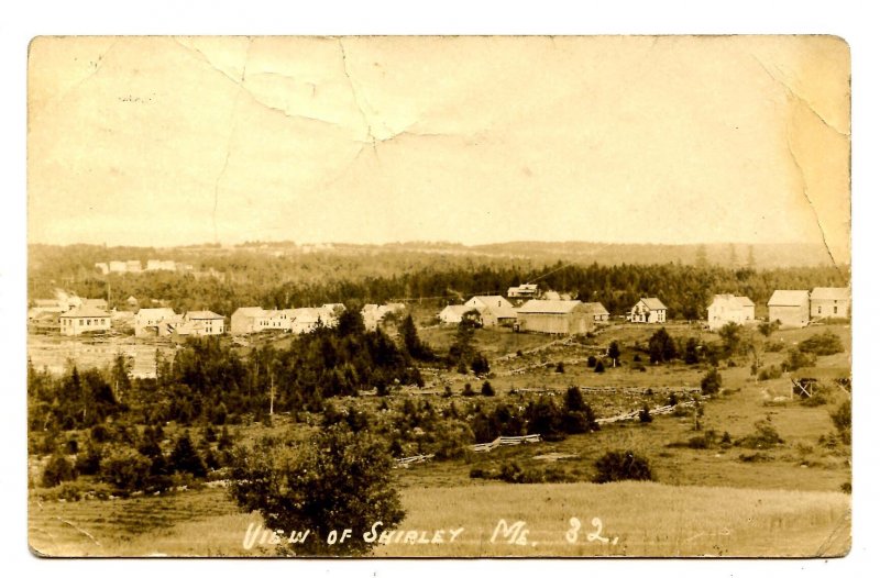 ME - Shirley. Bird's Eye View circa 1915  *RPPC  (creases)