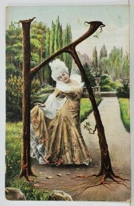 Beautiful Woman Tree Letter K c1905 Rothsville Pa to Ephrata Pa Postcard M16