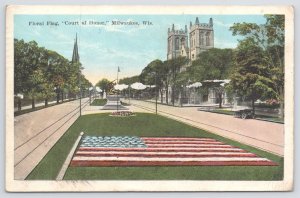 State View~Milwaukee Wisconsin~Floral Flag~Court Of Honor~Grand Ave~1925 PC