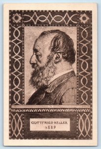 Switzerland Postcard Gottfried Keller Swiss Poet and Writer 1889 Antique