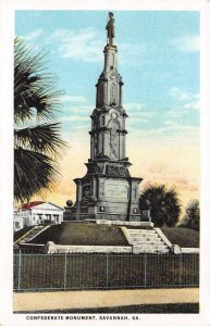 Savannah Georgia Confederate Monument Vintage Postcard AA82936