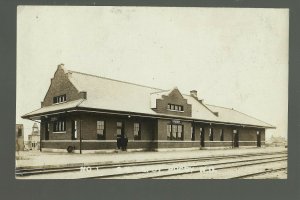 Rugby NORTH DAKOTA RPPC 1908 DEPOT Train Station GREAT NORTHERN RAILROAD G.N. RR