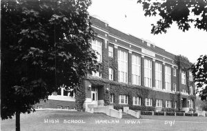 Cook High School Harlan Iowa C-1940s RPPC Photo Postcard 6556