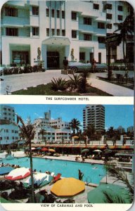 Surfcomber Miami Beach FL Florida Dual View Swimming Pool Postcard VTG UNP  