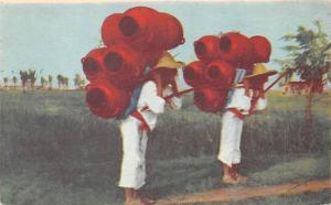 Texcoco Mexico Postcard Tarjeta Postal Typical Pottery Vendors Texcoco