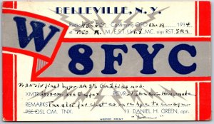 1935 QSL Radio Card Code W7FYC Bellevue NY Amateur Station Posted Postcard