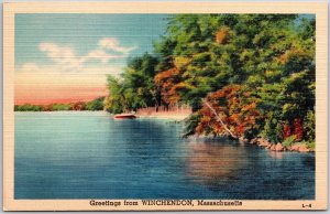 Greetings From Winchendon Massachusetts MA Lake Forest Trees Postcard
