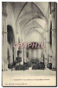 Old Postcard Tarascon interior of the church Sainte Marthe View