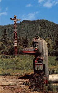Eagle & Raven Totem Poles, Ketchikan, Alaska Native Americana c1950s Postcard