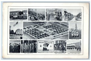 1943 Multiview, Recruit Reception Center Camp Grant Illinois IL Cancel Postcard