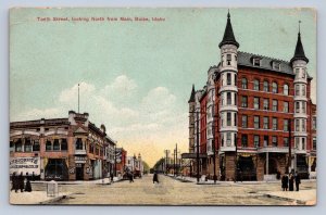 J96/ Boise Idaho Postcard c1910 Tenth Street Main Street Stores Hotel 278