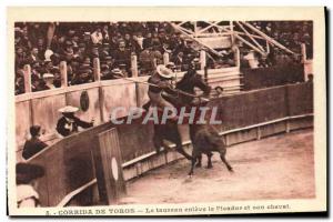 Old Postcard Sport Spain Bullfight Toro Taurus the bull removed the Picador a...