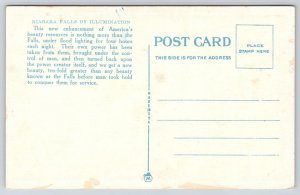 New York~American Niagara Falls Winter Illumination~Night Scene~1920s Postcard