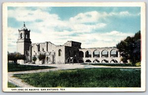 San Antonio Texas~Mission San Jose De Aquayo Exterior View~Vintage Postcard