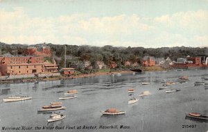 Merrimac River the Motor Boat Fleet at Anchor - Haverhill, Massachusetts MA