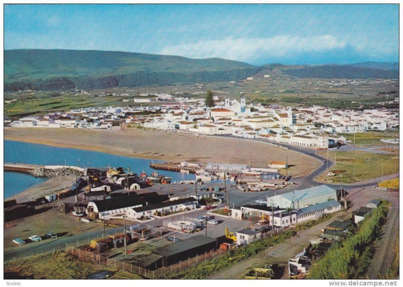 ILHA TERCEIRA, Acores, Aerial Partial View of Praia da Vitoria, Portugal, 50-70s