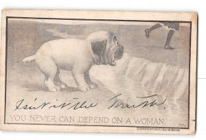 Comic Humor Artist Signed Postcard 1910 Sad Dog You Never Can Depend on a Woman