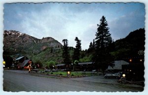 OURAY, Colorado CO ~ Roadside TWIN PEAKS MOTEL at Dusk 1980   Postcard