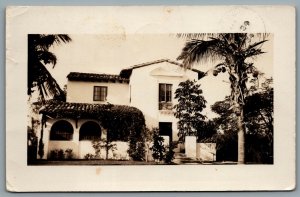 Postcard RPPC c1934 Miami FL View Of House Coconut Tree Fancy Cancel