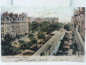 Antique Postcard Castle Hill Avenue Folkestone Kent 1906