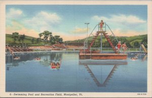 Postcard Swimming Pool and Recreation Field Montpelier VT Vermont