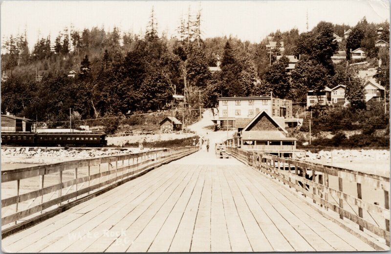 White Rock BC Pier Train Railway Antique Real Photo Postcard G94