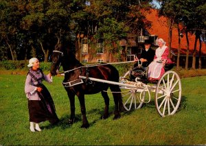 Netherlands Friesland Locals In Traditional Costume With Horse Drawn Wagom 1973