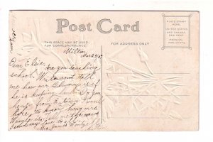 Blue Flowers Embossed, Happy Easter Hand Written, 1907