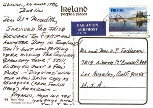 Postcard UK Ireland - Brickeen Bridge Killarney - man in rowboat