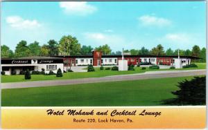 LOCK HAVEN PA Pennsylvania   HOTEL MOHAWK & Bar ca 1960s Roadside  Postcard