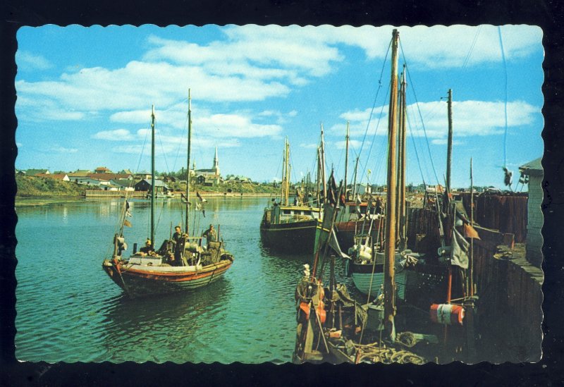 Gaspe, Quebec, Canada Postcard, View Of Harbor & Fishing Boats