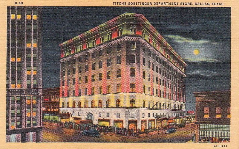 Postcard Titche Goettinger Department Store Dallas Texas