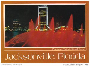Friendship Fountain Independent Life Building at Night Jacksonville Florida