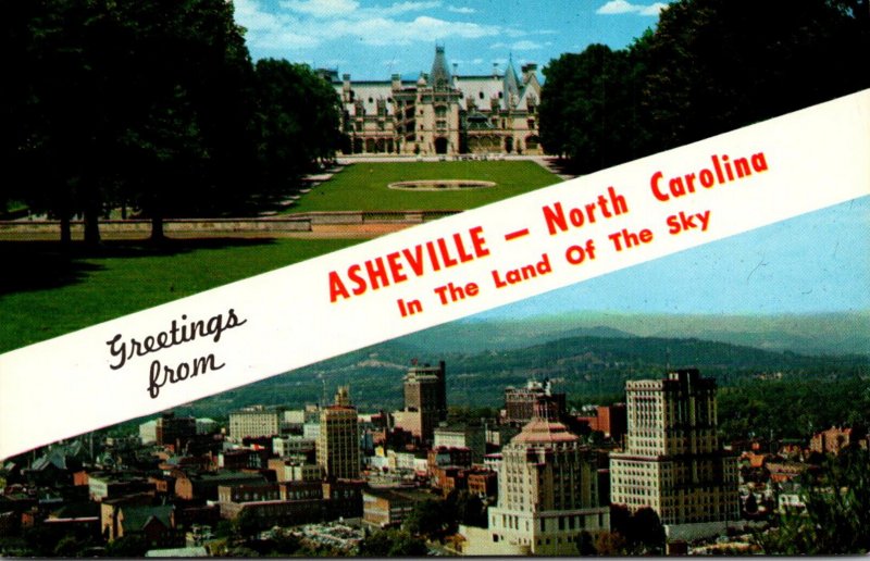 North Carolina Asheville Greetings From The Land In The Sky With Skyline and ...