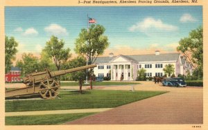 Vintage Postcard 1920's Post Headquarters Aberdeen Proving Grounds Maryland MD