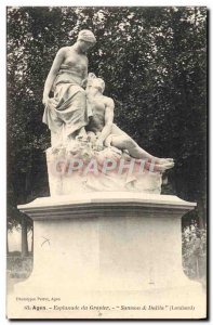 Old Postcard Agen Esplanade du Gravier Samson and Delilah