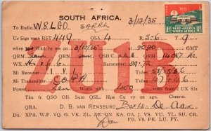 1957 QSL Radio Card ZU1B South Africa Amateur Radio Station Posted Postcard